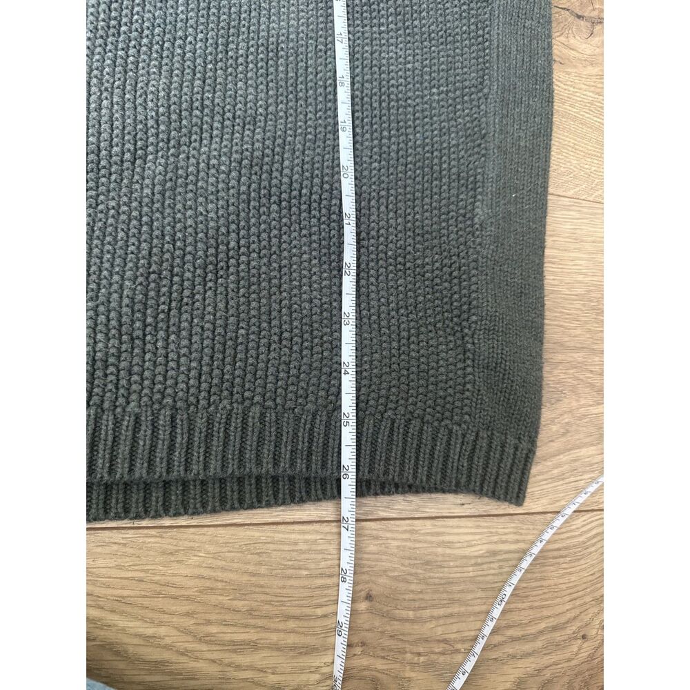 AETHER L cotton green shaker-stitch fisherman rib waffle knit crewneck sweater - Picture 6 of 7